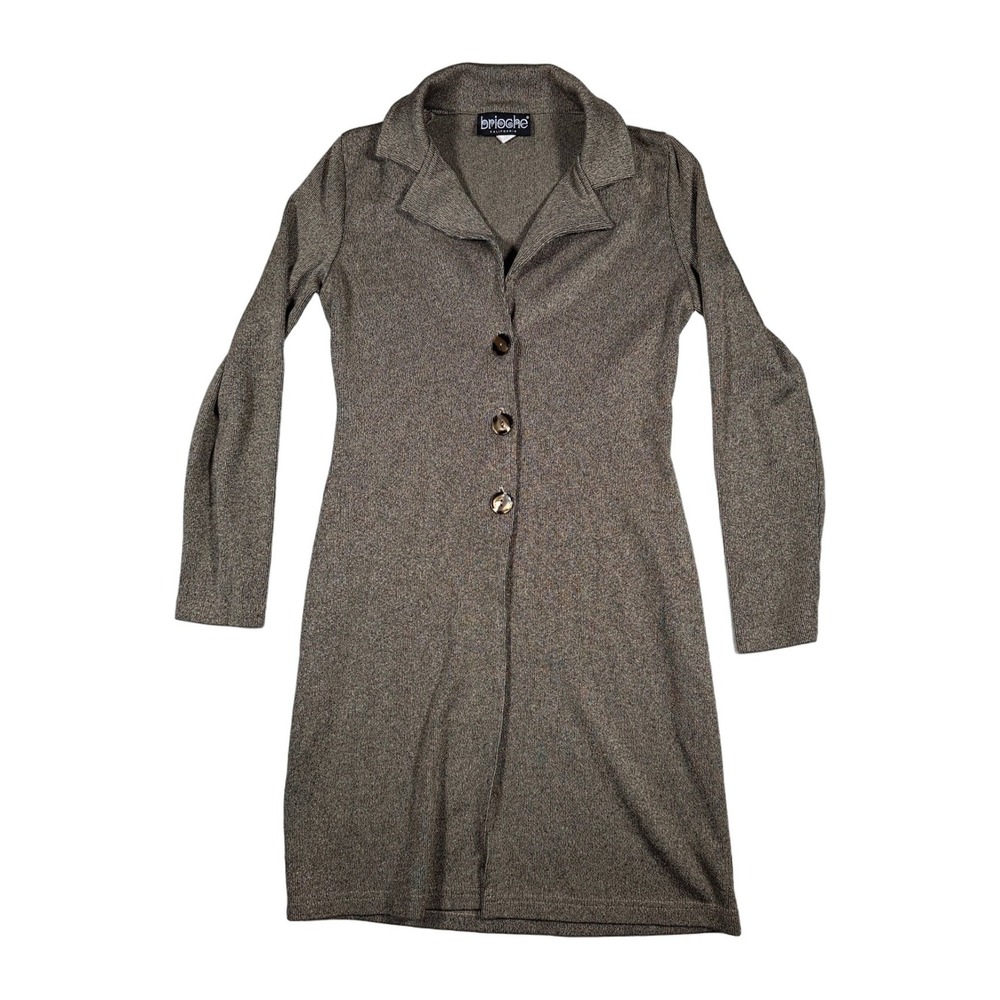 Brioche California Womens Long Sleeve Button Front Cardigan Dress Brown Size‎ L